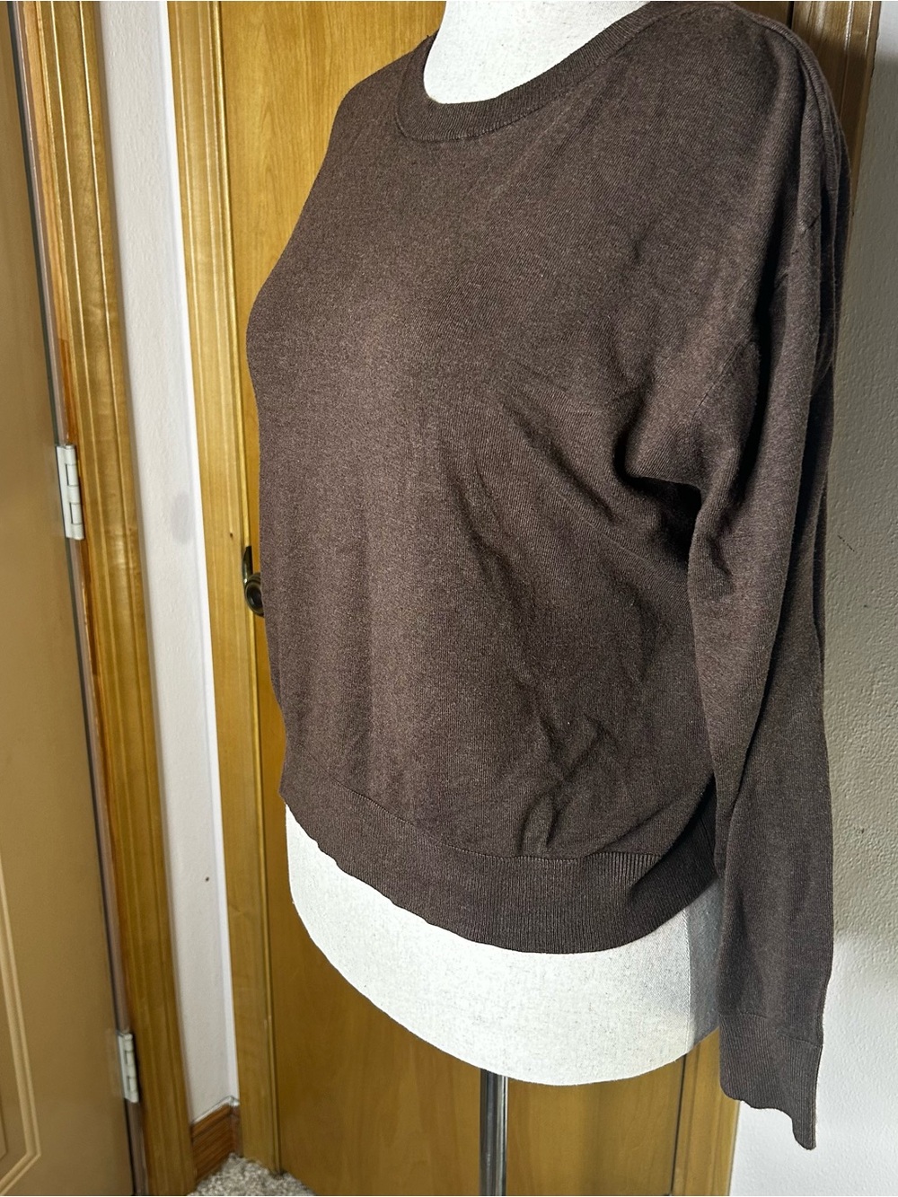 Divided Women's Scoop Crewneck Sweater in Chocolate Brown - Picture 2 of 8